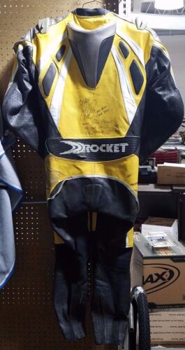 Vintage JOE ROCKET 1 piece Leather race suit, Owned and Signed by Steve Crevier - Picture 1 of 5