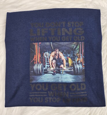 DELTA WEIGHT THEY DN'T STOP LIFTING CUZ THEY GET OLD GRAPHIC T SHIRT (XL)