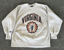 University Of Virginia VTG Jansport Sweatshirt Gray School Seal Reverse Weave XL
