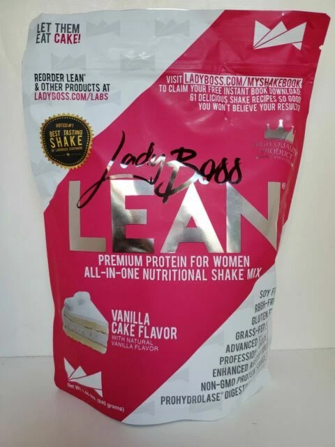 LadyBoss Lean Protein Shake Powder 30 Servings - Vanilla Cake