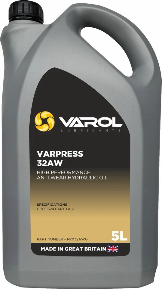 VAROL LUBRICANTS Varpress 32AW Hydraulic Oil - 5 Litre - ISO 32