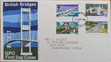 1968 BRITISH BRIDGES GPO FDC &HORNCHUCH, ESSEX FDI