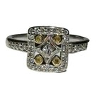 Vintage 14K Multi White/Yellow Diamond Cocktail Fashion Right Hand Ring Sz 8.75