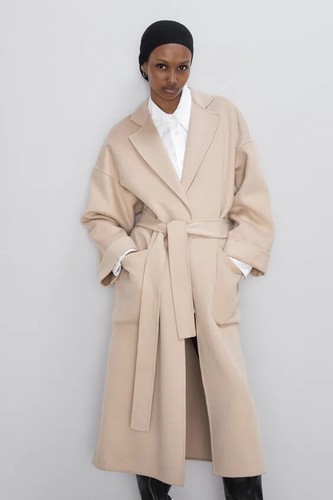 zara camel belted coat