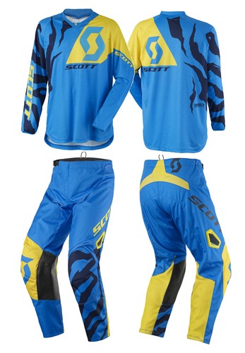 TUTA MAGLIA PANTALONI CROSS ENDURO SCOTT 350 RACE BLU GIALLO YELLOW 36(52)  XL | eBay