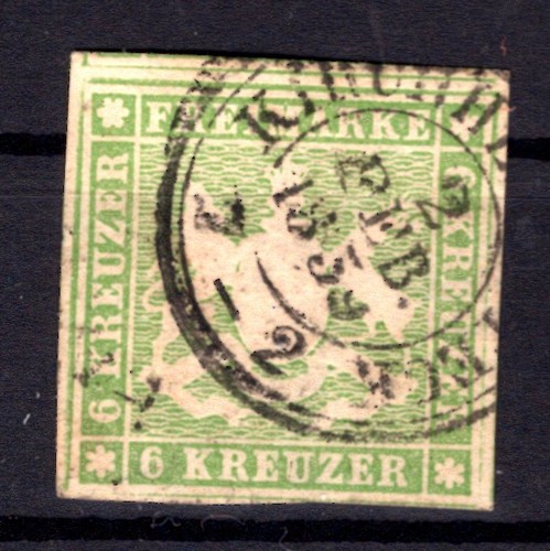 Württemberg 8 Excellent Cut! Stamped (T9444