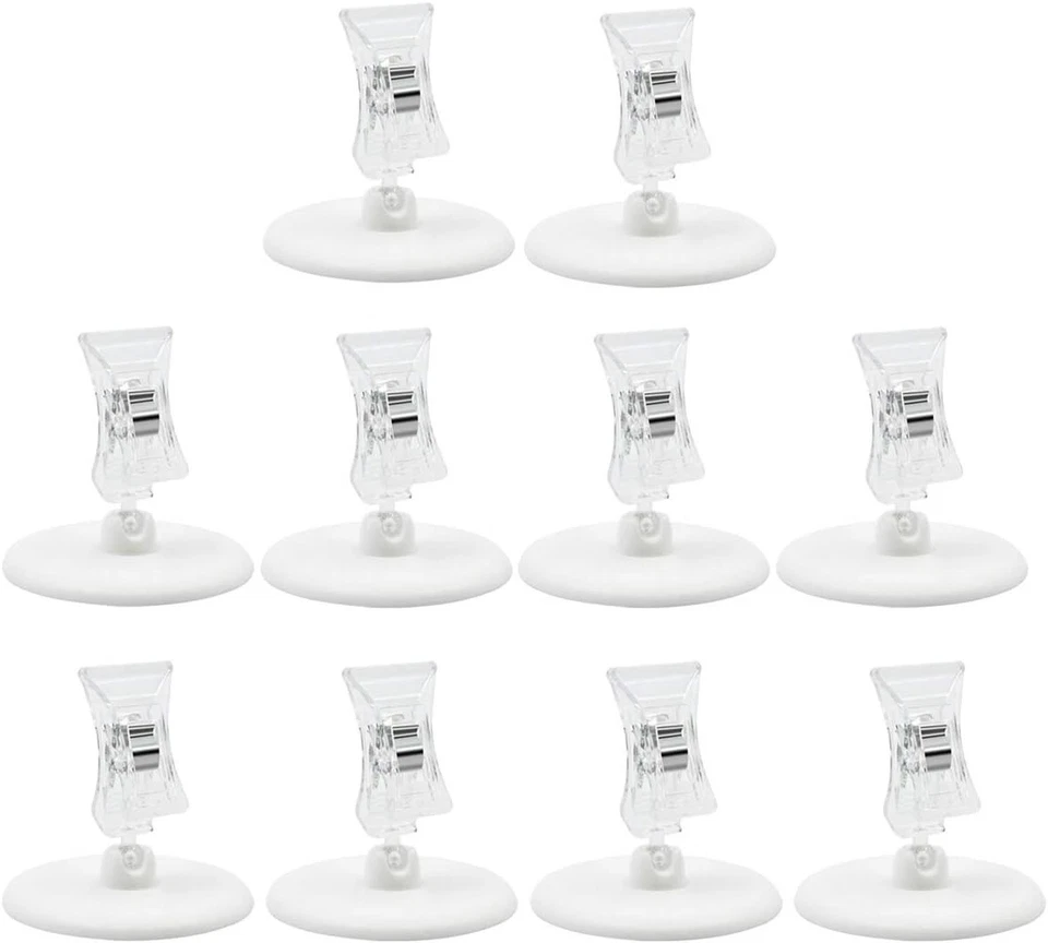 10 Piezas Clips de Letrero Giratorios Tarjeta de Lugar Tarjetas de Nombre Foto Mercancía Clips de Exhibición Foto 3 de 4