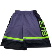 NIKE Elite Dri-Fit Boys SZ XL Athletic Basketball Shorts Gray Neon Black