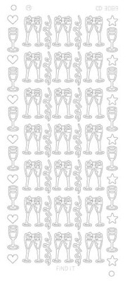 Spiegel-Stickerbogen Champagner Gläser 100 x 230mm