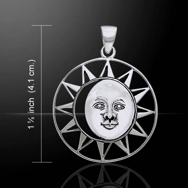 Sun Moon Face .925 Sterling Silver Pendant by Peter Stone Fine Jewelry