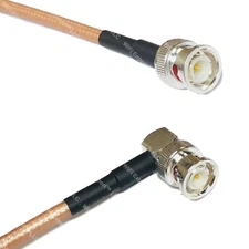 RG142 Silver BNC MALE to BNC MALE ANGLE Coax RF Cable USA Lot