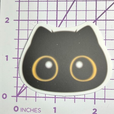 Emo Kawaii Wide Eyes Black Cat - Mystery Black Cat Vinyl Decal Sticker Bomb Top