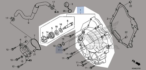 Honda 2014-2016 NSS Rechte Abdeckung Baugruppe 11300-K04-931 Neu OEM-image