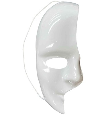 The Phantom Of The Opera Erik Plain White Mens Costume Half Face Mask