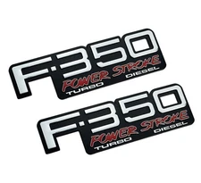 2Pc 1992-1996 F350 POWER STROKE TURBO Diesel Door Emblem 3D Letter Nameplate