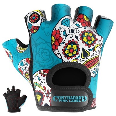 Contraband Pink Label 5237 Womens Designer Workout Gloves | Sugar Skull Print...