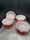 4 Vintage Hazel Atlas PINK Crinoline Rippled Cereal Fruit And Dessert Bowls