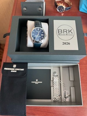 WARREN BUFFETT Frederique Constant Automatic Blue Dial Leather Strap Watch /50