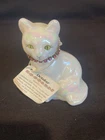 Fenton Signed Birthstone Cat Figurine October, With Tags