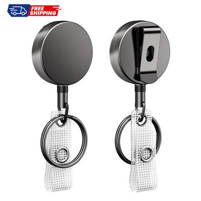 2 Pack Heavy Duty Metal Retractable Badge Reel for Badge Holder Retractable Keyc