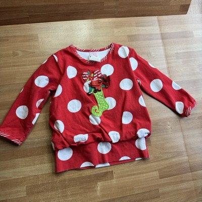 Molly & Millie Christmas polkadot holiday shirt/dress size 3t candy cane 