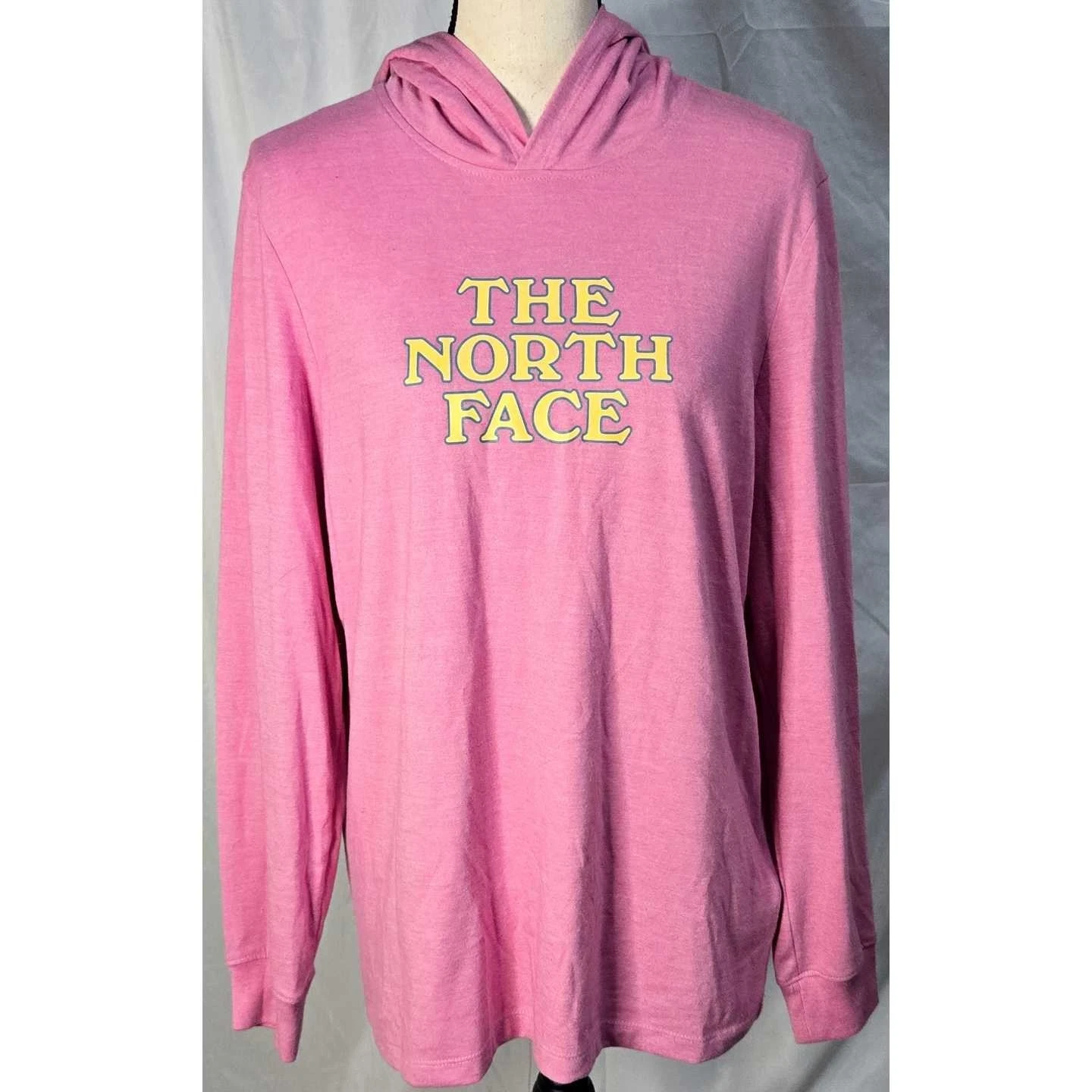 The North Face Womens Hoodie Sweatshirt Medium Pink Yellow Logo Lightweight
