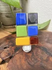 RARE Blenko Glass Night Light Color block Blue Yellow Green Purple Orange Red