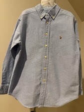 RALPH LAUREN Boys Solid Light Blue Long Sleeve Button Down Shirt - Sz 8