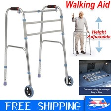 Folding Walking Frame Walker Height Adjustable Zimmer Walking Aid with wheels