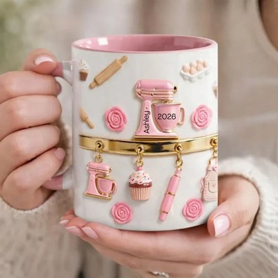 Personalized Baking Lover Mug Custom Accent Coffee Mug, Cute Baking Kitchen 11oz