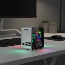 Sleek Aluminum Raspberry Pi 3B Case with Heatsink, Fan, and Color-Changing Light