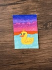 ACEO Duckling Yellow Duck Whimsical Animal Acrylic Watercolor Tiny Painting — photo 1