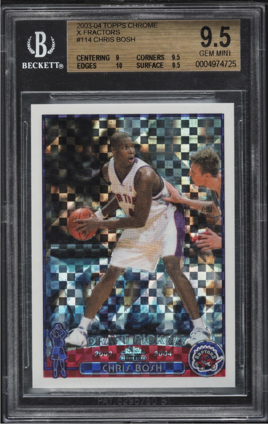 BGS 9.5 GEM MINT CHRIS BOSH 2003 TOPPS CHROME #114 XFRACTOR /220 RC ROOKIE