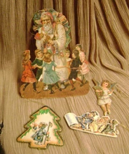 LOT OF 4- VINTAGE 79-80'S MERRIMACK  CARD BOARD ASSORTED CHRISTMAS ORNAMENTS.