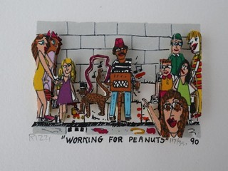 Original handsigniertes 3D Werk von JAMES RIZZI "WORKING FOR PEANUTS" Mini 1990