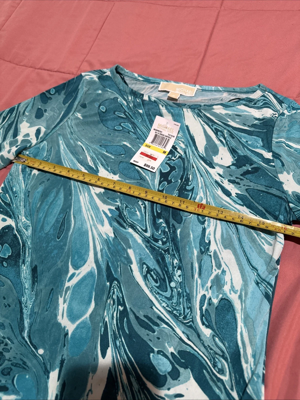 Abito donna blu Michael Kors scollo barca manica lunga ginocchio taglia M