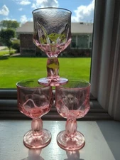 Vintage Tiffin Franciscan Cabaret Pink Water Wine Goblets Set of 3 Lotus Flower