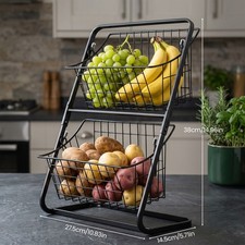 2 Tier Metal Fruit Basket for Kitchen Countertop – Fruit & Vegetable Storage
