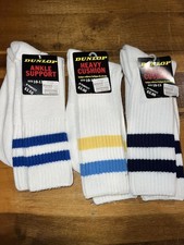 60s 70s 80s Vintage DUNLOP Striped Socks Made in USA NOS New Deadstock