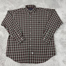 Ralph Lauren Shirt Mens Large Red Green Plaid Button Down Long Sleeve Pony Logo