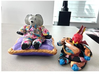 POUPEE MILLET DOLL RIGADON CERRI ART ELEPHANT RABBIT HANDMADE 9'' 11 CUSHION''