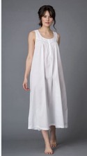 NWT Thea Long White Cotton Nightgown Sz M Cottage Core