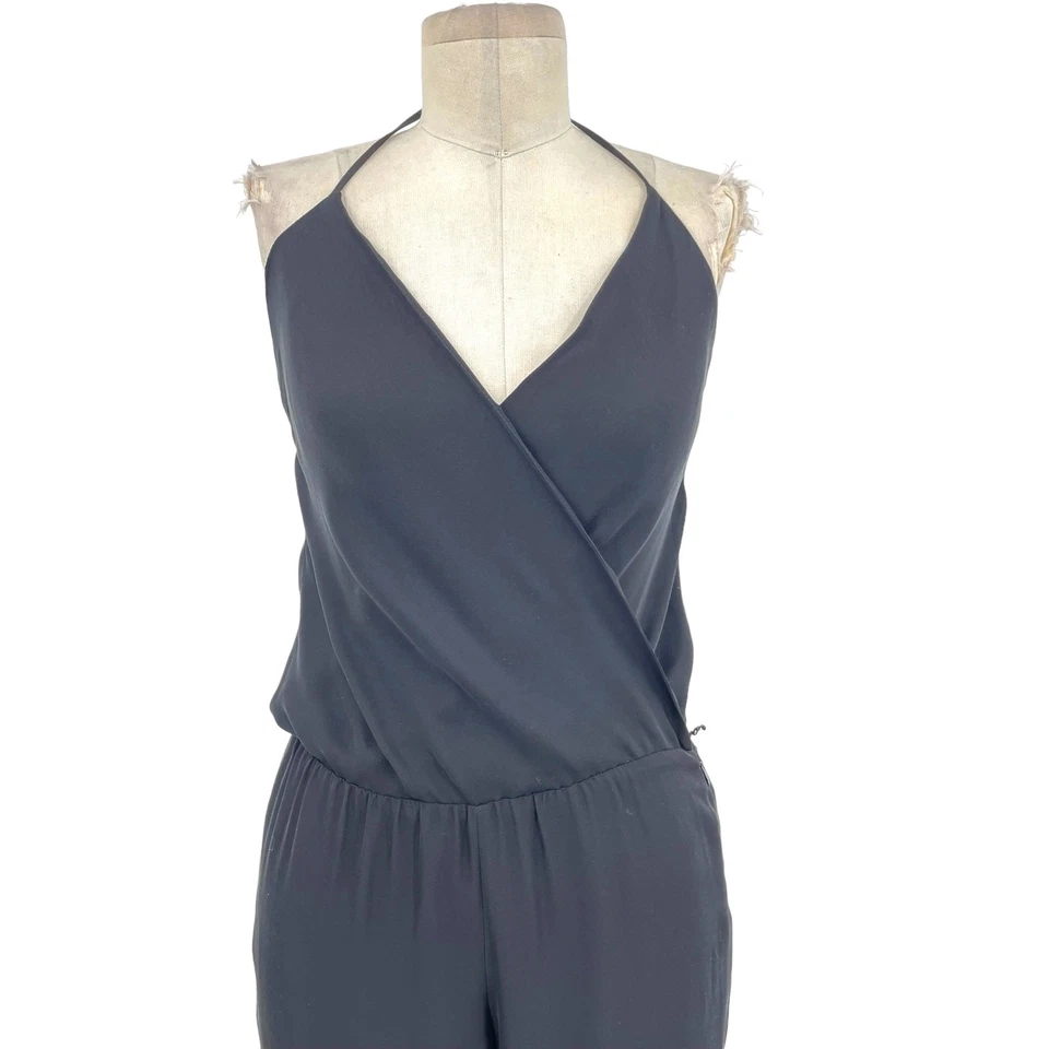 Haute Hippie Black Wrap Silk Wide Leg Halter Jumpsuit Size XS - Image 3 of 4