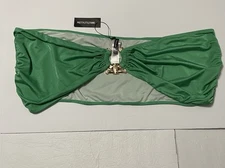 Pretty Little Thing Plus Green Hammered Trim Bikini Top Women's US Size 26