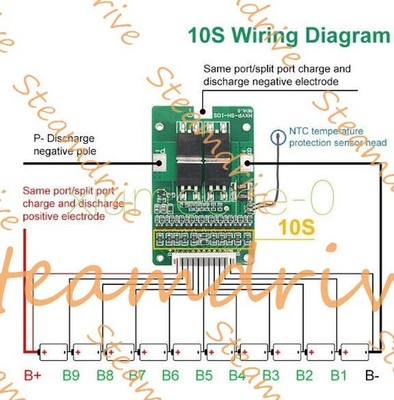 10S 15A 42V BMS Polymer Cell 18650 Lithium   Balance Protection Board *kk