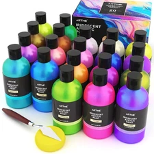 Iridescent Acrylic Paint Set 20 Chameleon Colors in 8.45 oz/250ml Bottles Lar...