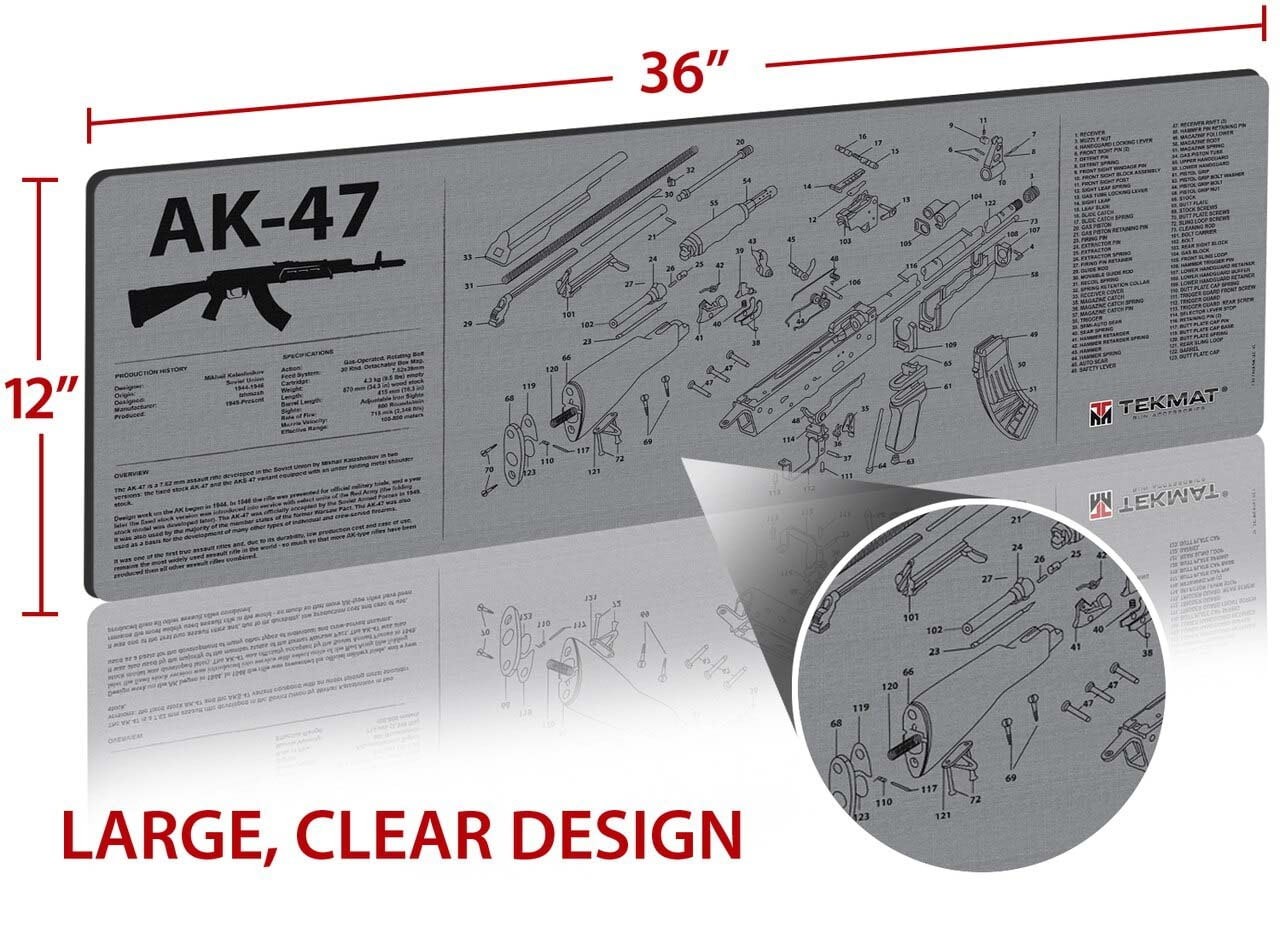 TekMat 36in Printed Gun Cleaning Mat , Grey, TEK-36--GY Bench Mat