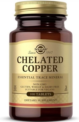 Solgar Chelated Copper, 100 Tablets - Essential for Collagen Formation - Highly