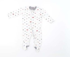Debenhams Baby White Polka Dot Cotton Blend Babygrow Size 6-9 Months Buckle
