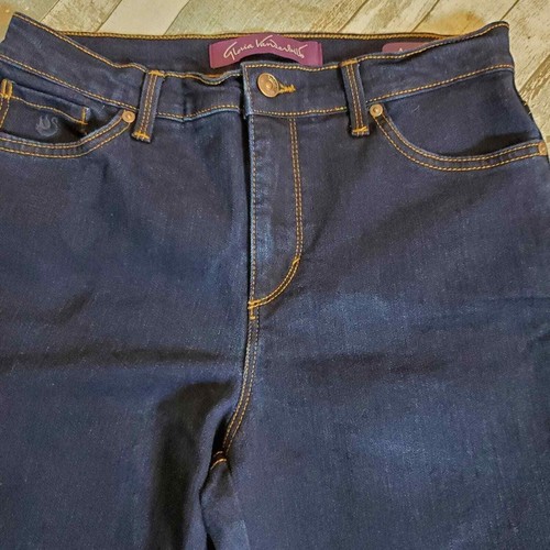 GLORIA VANDERBILT Women's Petite AMANDA Dark Wash Petite Straight Leg Jeans 8P - Picture 7 of 15
